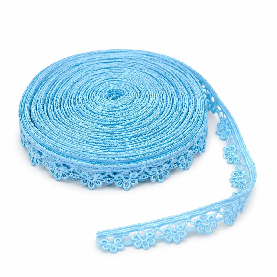 18 Meter Asmani Blue Floral Decorative Lace Trim for Blouse, Saree, Kurti, Lehenga, Dupatta & Craft Work