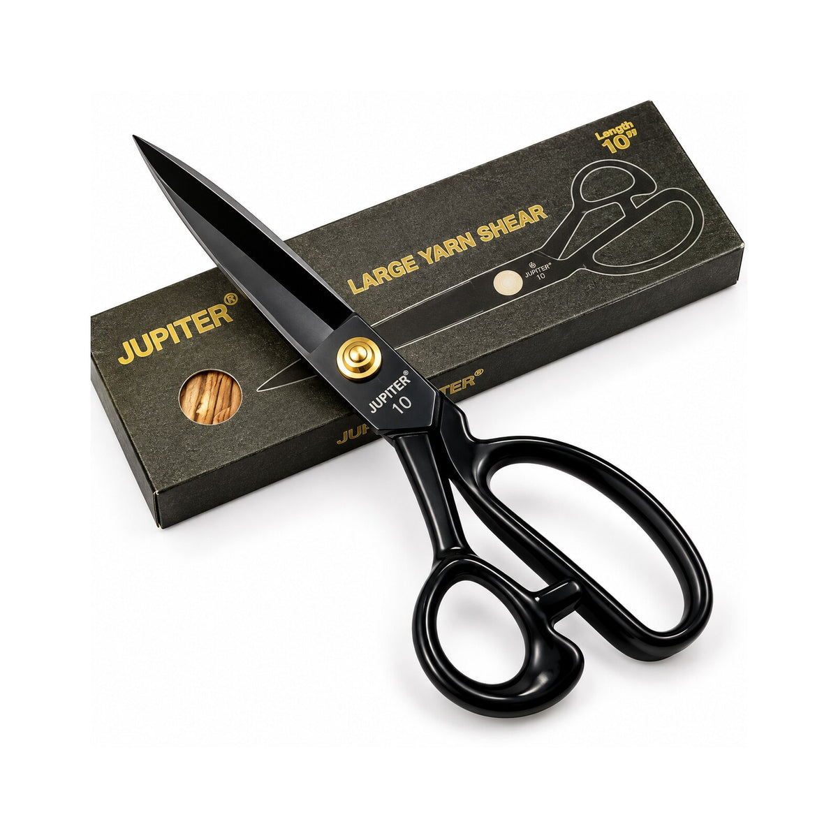 Jupiter 10 Inch Large Yarn Shear Heavy Duty Tailoring Scissor | Sharp Steel Blades | Professional Cloth & Fabric Cutting Scissor | Black