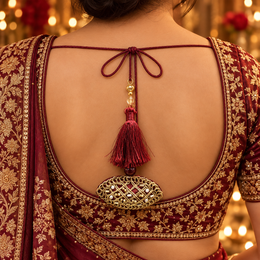 Maroon & Gold Decorative Tassel Latkan for Blouse & Lehenga – Pack of 12 Pieces, 6 Pairs