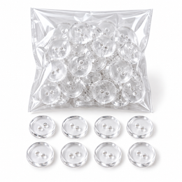 Transparent 2-Hole Blouse Buttons – Box of 24 Packets | Clear Sewing Buttons for Tailoring