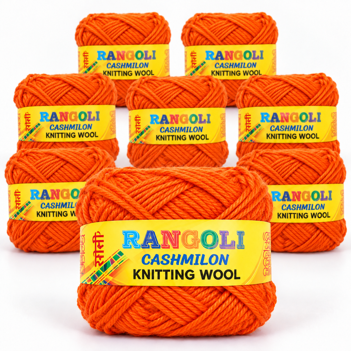 Rangoli Cashmilon Knitting Wool Yarn Orange Colour Pack of 8 for Knitting Crochet Craft