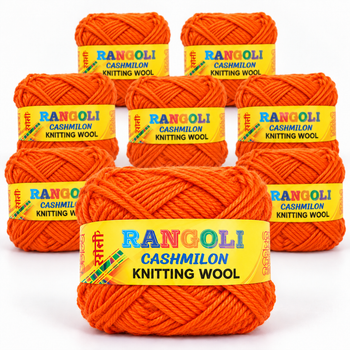 Rangoli Cashmilon Knitting Wool Yarn Orange Colour Pack of 8 for Knitting Crochet Craft