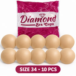 Diamond Bra Cups Size 34 for Blouse Stitching, Pack of 10 Pieces (5 Pairs), Nude Beige