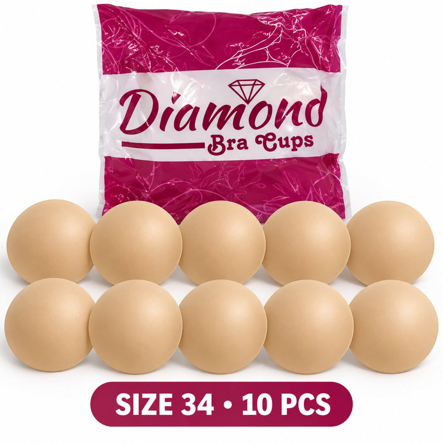 Diamond Bra Cups Size 34 for Blouse Stitching, Pack of 10 Pieces (5 Pairs), Nude Beige