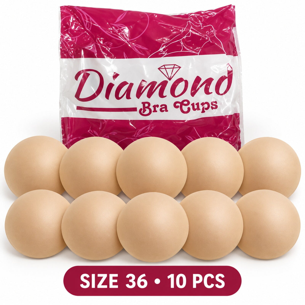 Diamond Bra Cups Size 36 for Blouse Stitching | Padded Foam Cups | Pack of 10 Pieces (5 Pairs)