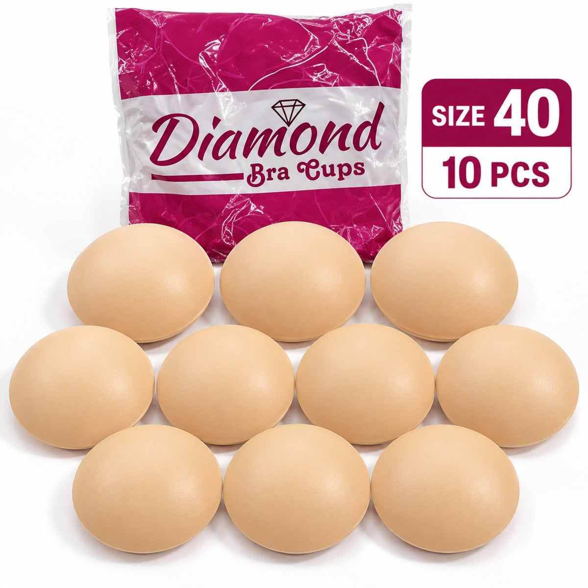 Diamond Bra Cups Size 40 for Blouse Stitching | Padded Foam Cups | Pack of 10 Pieces (5 Pairs)