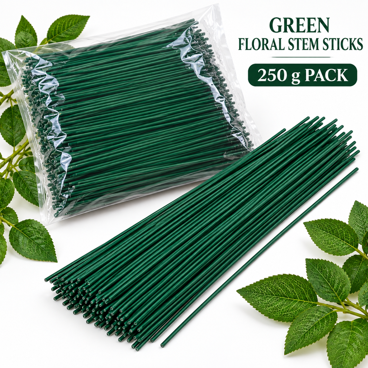 Green Floral Stem Sticks 250g Pack | Flower Making Stem Wire for Artificial Flowers & DIY Crafts