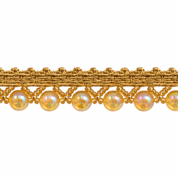 Golden Round Bead Hanging Lace Border with Iridescent Shine for Saree, Blouse & Dupatta – 7 Meter