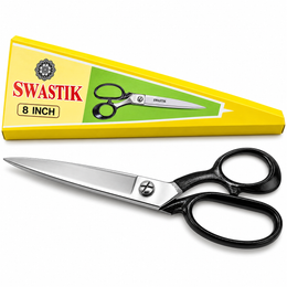 Swastik 8 Inch Tailoring Scissor | Heavy Duty Cloth Cutting Kainchi | Polished Steel Blade Professional Fabric Cutting Scissor