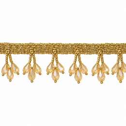 Golden Triple Teardrop Beaded Hanging Lace Border for Saree, Blouse & Dupatta – 7 Meter