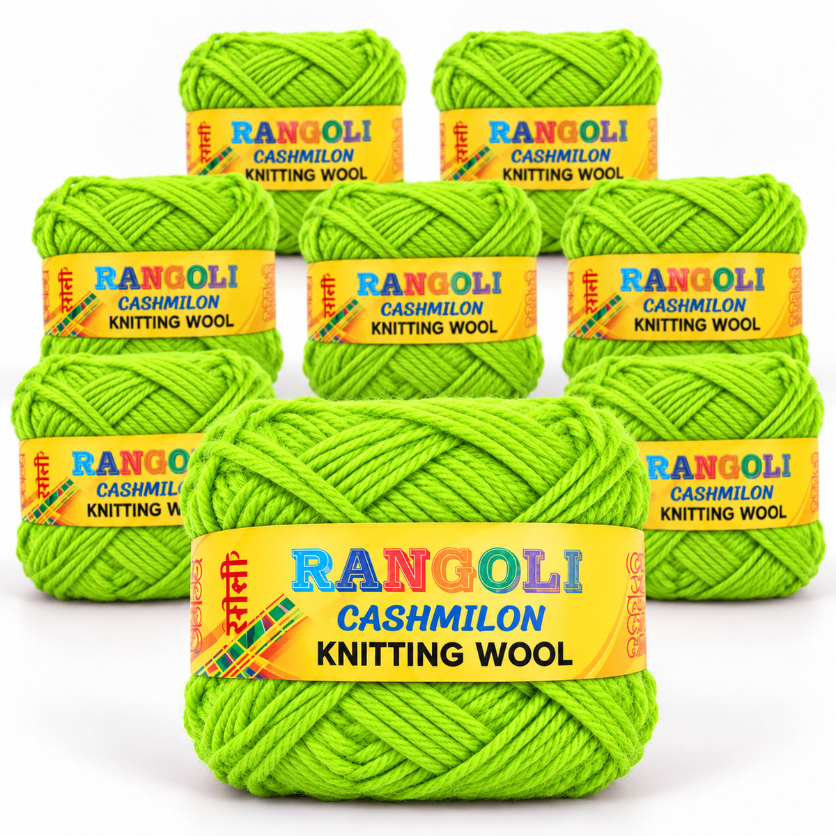 Rangoli Cashmilon Knitting Wool Green | Soft Yarn for Sweater, Knitting & Crafts | Pack of 8