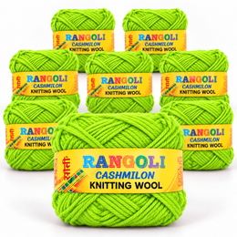 Rangoli Cashmilon Knitting Wool Green | Soft Yarn for Sweater, Knitting & Crafts | Pack of 8