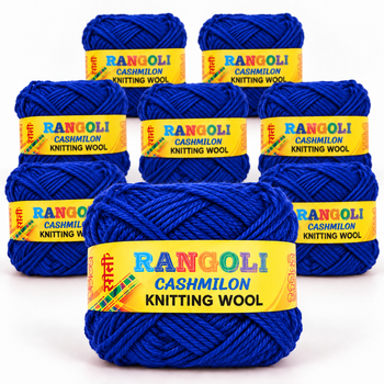 Rangoli Cashmilon Knitting Wool Yarn for Sweater, Crochet & Crafts – Soft & Smooth – Pack of 8 – Royal Blue