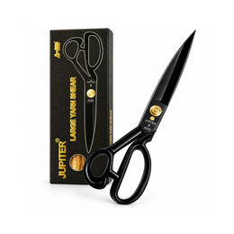 Jupiter A225 9 Inch Large Yarn Shear | Heavy Duty Tailoring Scissor for Cloth Cutting | Sharp Steel Blades | Black