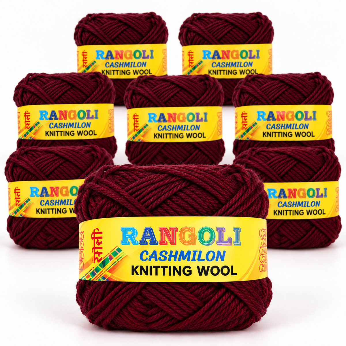 Rangoli Cashmilon Knitting Wool Yarn for Sweater, Knitting & Crafts (Maroon, Pack of 8)