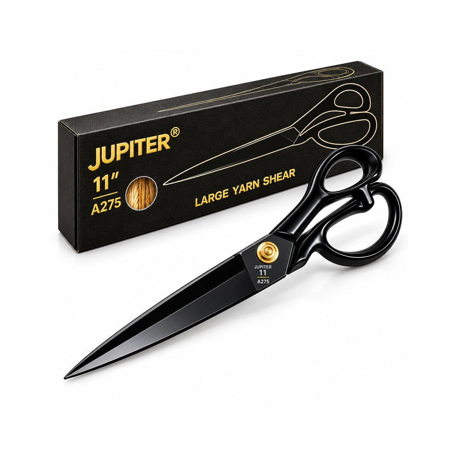 Jupiter 11 Inch Large Yarn Shear A275 Heavy Duty Tailoring Scissor | Sharp Steel Blades | Professional Cloth & Fabric Cutting Scissor | Black