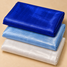 3 Piece Tissue Fabric Combo – Royal Blue, Sky Blue & White | 2 Metre Each | Piping & Tailoring Fabric
