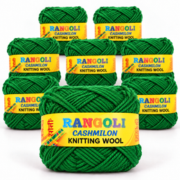 Rangoli Cashmilon Knitting Wool Dark Green | Soft Yarn for Sweater, Crochet & Crafts | Pack of 8