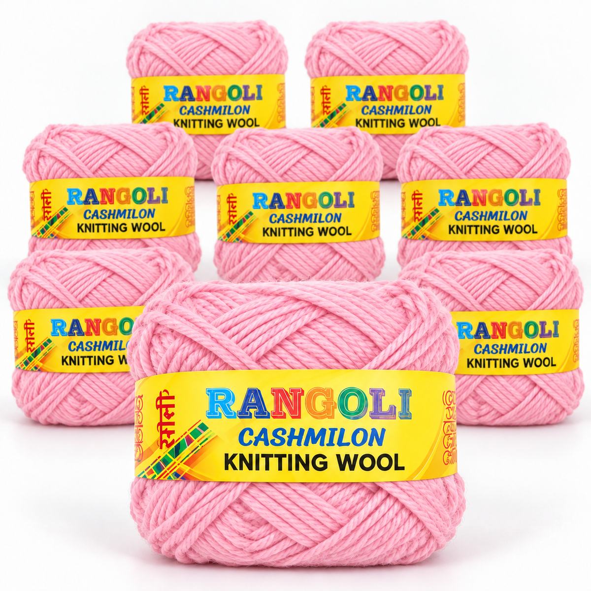 Rangoli Cashmilon Knitting Wool Yarn for Sweater, Crochet & Crafts – Pink – Pack of 8