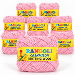 Rangoli Cashmilon Knitting Wool Yarn for Sweater, Crochet & Crafts – Pink – Pack of 8