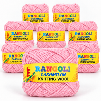 Rangoli Cashmilon Knitting Wool Yarn for Sweater, Crochet & Crafts – Pink – Pack of 8