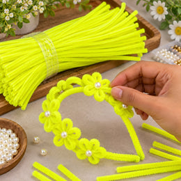 Chenille Pipe Cleaner Craft Stems – 100 Pieces Pack | DIY Flower Making & Craft Material
