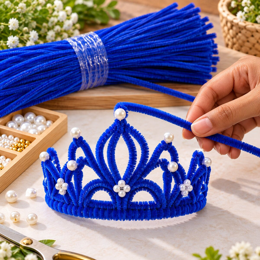Royal Blue Pipe Cleaner Chenille Stem for DIY Craft, Flower Making & Decoration | 100 Pieces per Packet