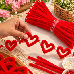 Red Pipe Cleaner Chenille Stems for DIY Craft & Flower Making – 100 Pieces Per Pack