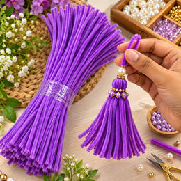 Purple Chenille Pipe Cleaner Craft Stems – 100 Pieces Pack | DIY Flower, Tassel & Craft Making
