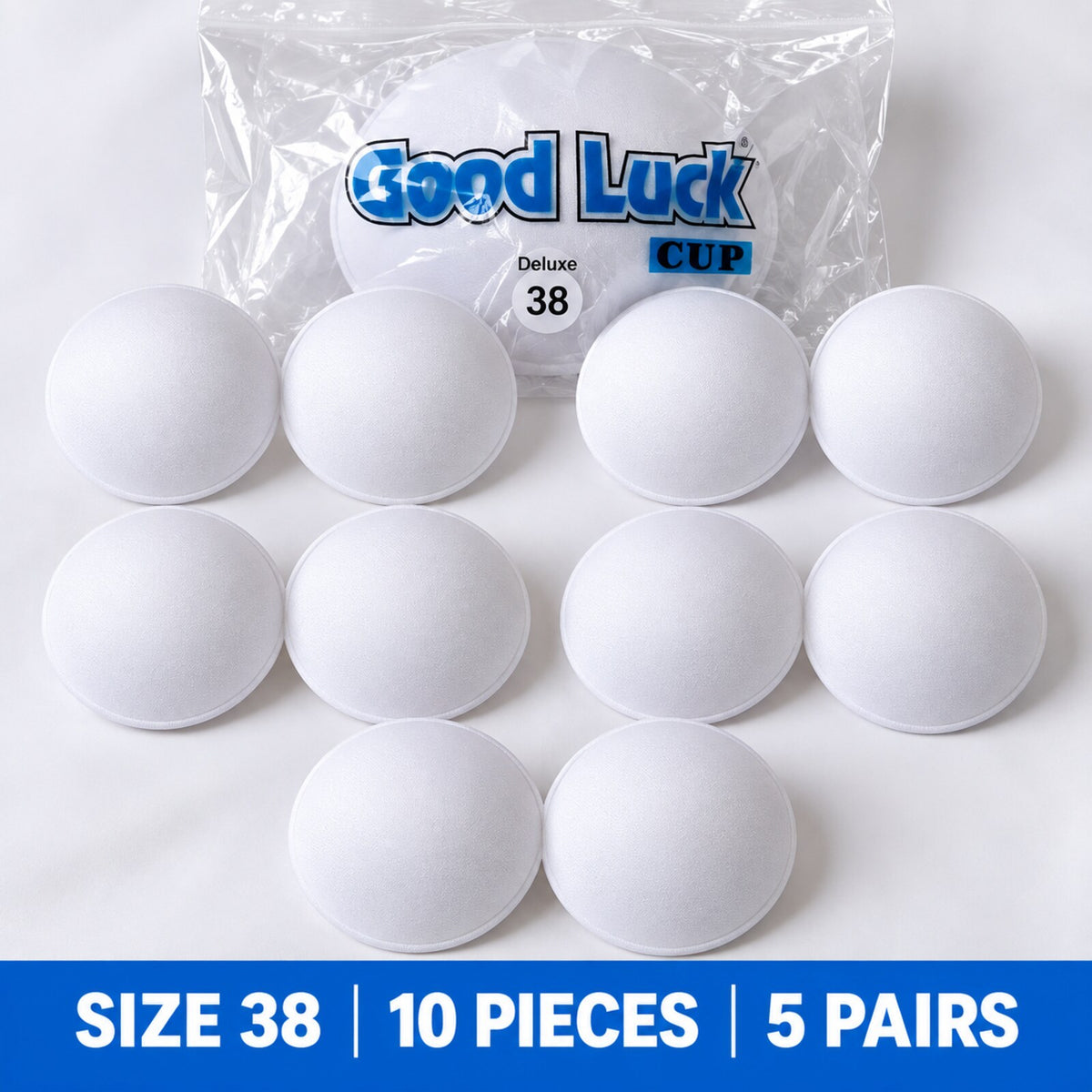 Good Luck Bra Cups Size 38 White | Blouse Padding Cups for Stitching | Pack of 10 Pieces (5 Pairs)