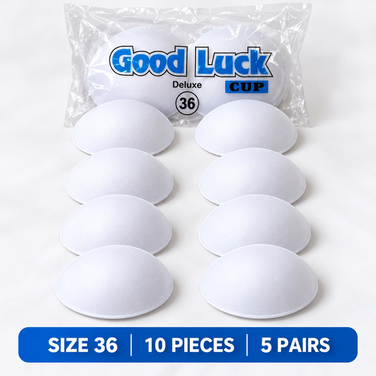 Good Luck Bra Cups Size 36 White | Blouse Padding Cups for Stitching | Pack of 10 Pieces (5 Pairs)