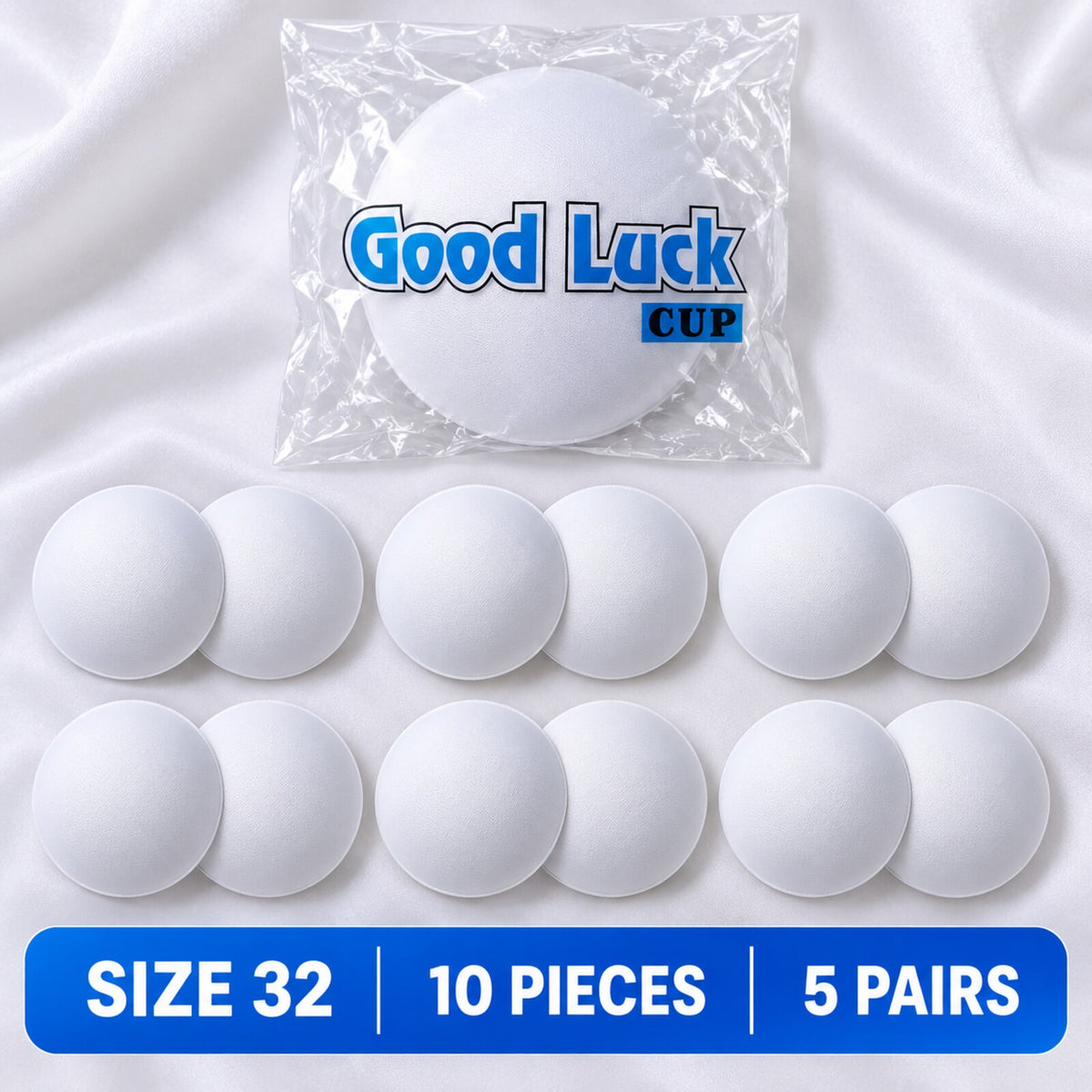 Good Luck Bra Cups Size 32 White | Blouse Padding Cups for Stitching | Pack of 10 Pieces (5 Pairs)