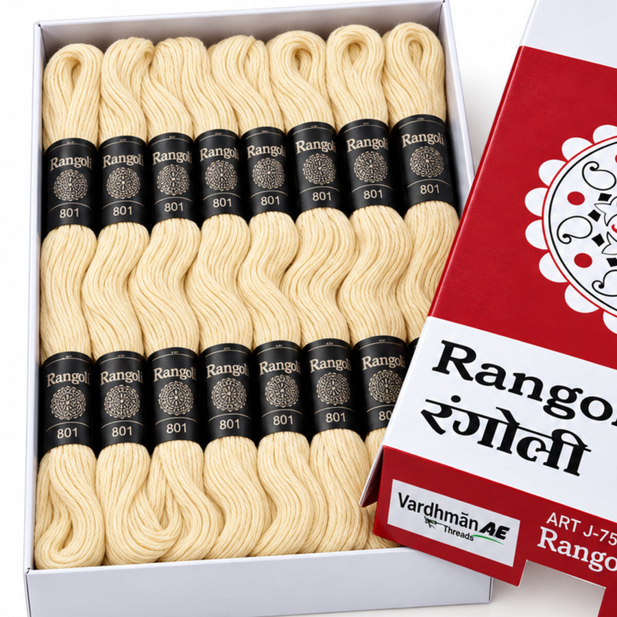 Rangoli Embroidery Thread – Cream | Box of 25 Skeins | Stranded Cotton Thread