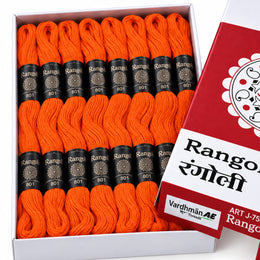 Rangoli Embroidery Thread – Orange | Box of 25 Skeins | Stranded Cotton Thread