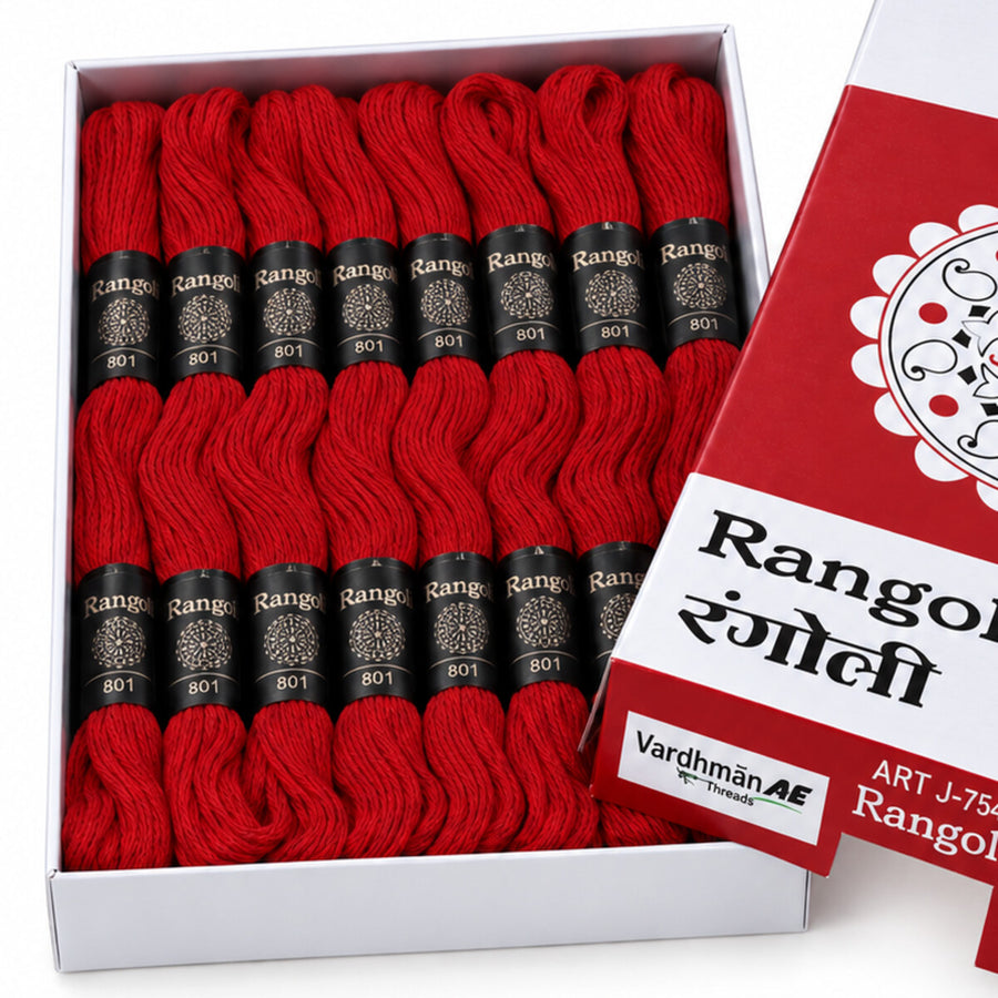 Rangoli Embroidery Thread – Dark Red | Box of 25 Skeins | Stranded Cotton Thread