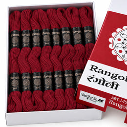 Rangoli Embroidery Thread – Maroon | Box of 25 Skeins | Stranded Cotton Thread