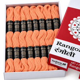 Rangoli Embroidery Thread – Peach | Box of 25 Skeins | Stranded Cotton Thread