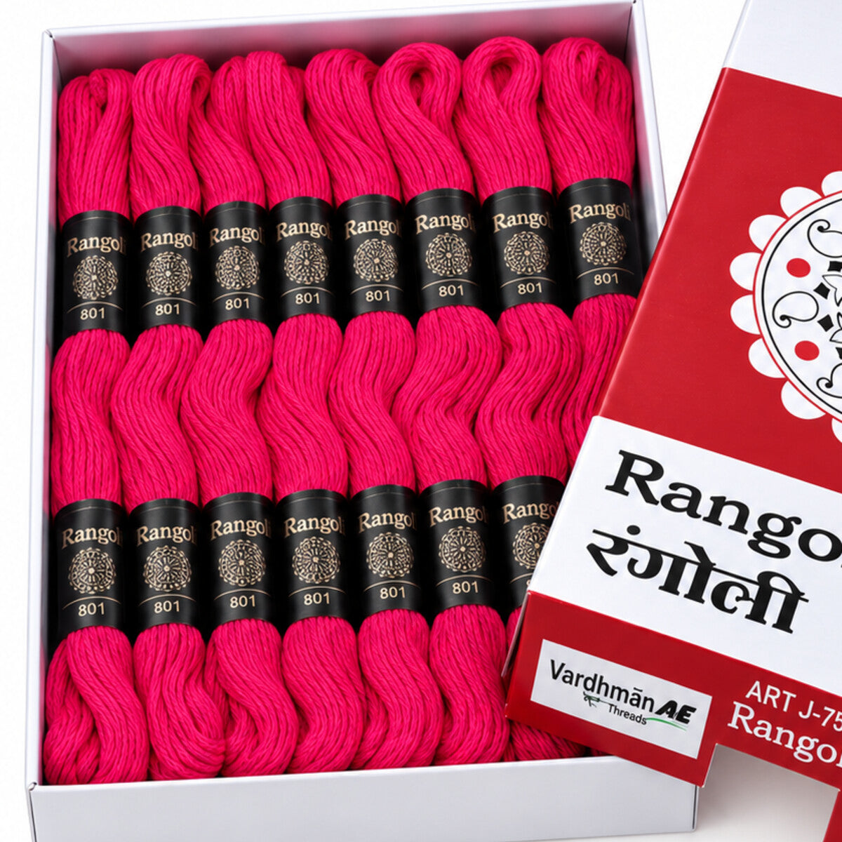 Rangoli Embroidery Thread – Rani Pink | Box of 25 Skeins | Stranded Cotton Thread