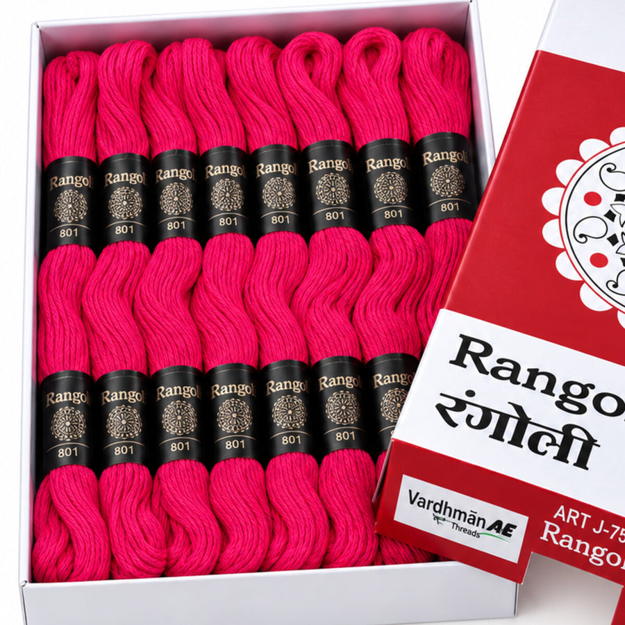 Rangoli Embroidery Thread – Rani Pink | Box of 25 Skeins | Stranded Cotton Thread