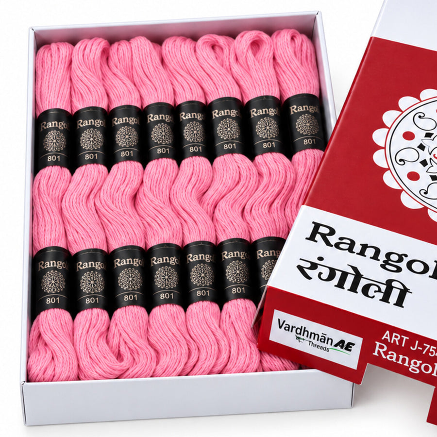 Rangoli Embroidery Thread – Baby Pink | Box of 25 Skeins | Stranded Cotton Thread