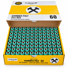 Vardhman AE Hammer Poly 60 Green Sewing Thread | 100 Tubes x 180 Metres Each | 100% Spun Polyester Tailoring Thread
