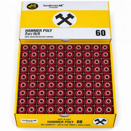 Vardhman AE Hammer Poly 60 Maroon Sewing Thread | 100 Tubes x 180 Metres Each | 100% Spun Polyester Tailoring Thread
