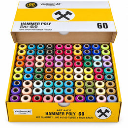 Vardhman AE Hammer Poly 60 Multicolour Mix 6 Sewing Thread Box | 100 Tubes x 180 Metres Each | 100% Spun Polyester Thread