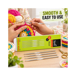 Jyoti Crochet Hook Set | 5 Piece Steel Crochet Needles | Sizes 4, 5, 6, 7, 8 | Knitting & Crochet Tool Set