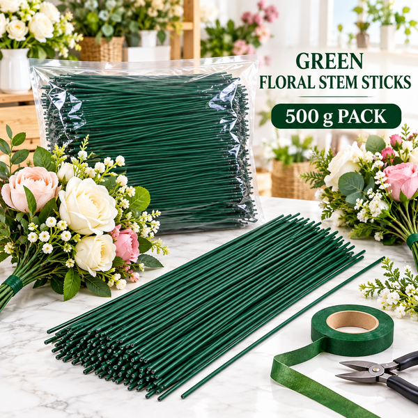 Green Floral Stem Sticks 500g Pack | Flower Making Stem Wire for Artificial Flowers & DIY Crafts