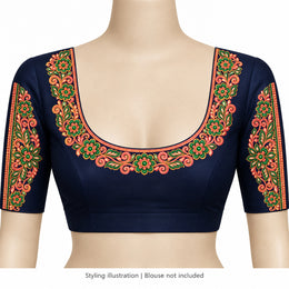 Coral Pink & Green Floral DTF Heat Transfer Sticker Set with U-Neck and Sleeve Borders for Blouse