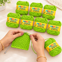 Rangoli Cashmilon Knitting Wool Green | Soft Yarn for Sweater, Knitting & Crafts | Pack of 8