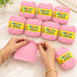 Rangoli Cashmilon Knitting Wool Yarn for Sweater, Crochet & Crafts – Pink – Pack of 8
