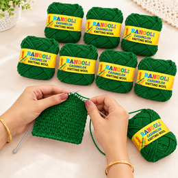 Rangoli Cashmilon Knitting Wool Dark Green | Soft Yarn for Sweater, Crochet & Crafts | Pack of 8