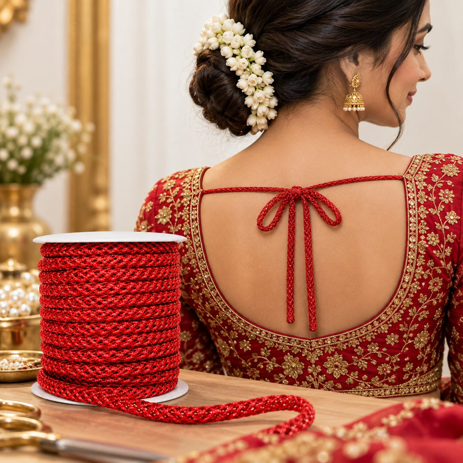 Red Lehenga Dori for Blouse Back Tie | Designer Braided Decorative Dori